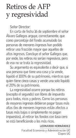 Retiros de AFP y regresividad