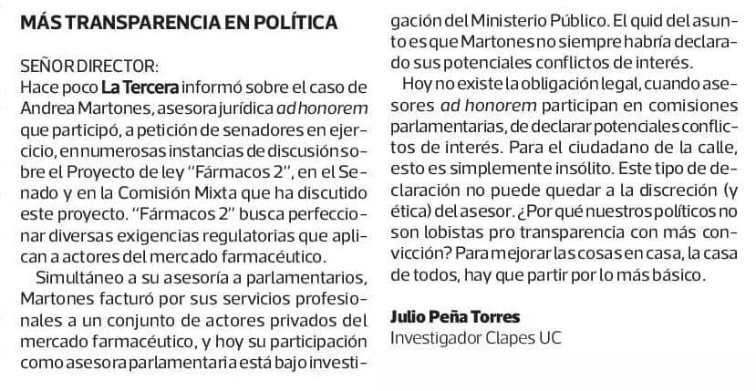 Más transparencia en política