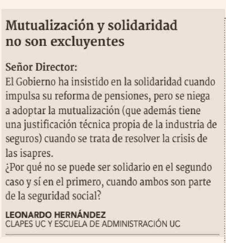 Mutualización y solidaridad no son excluyentes