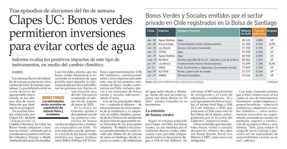 Clapes UC: Bonos verdes permitieron inversiones para evitar cortes de agua