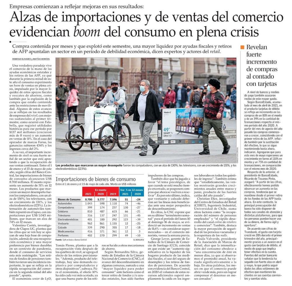 Alzas de importaciones y de ventas del comercio evidencian boom del consumo en plena crisis
