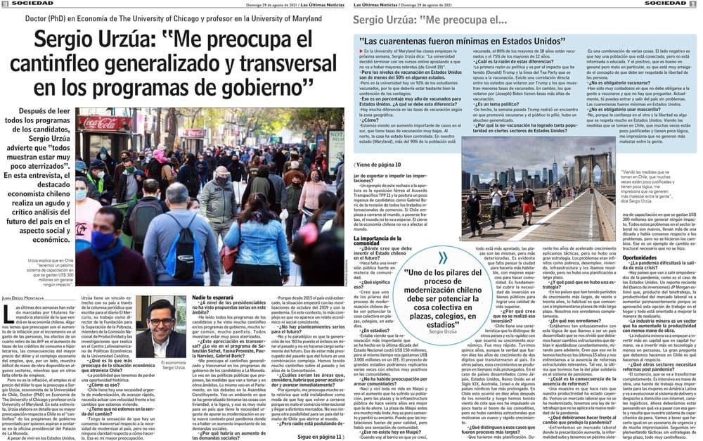 Sergio Urzúa: “Me preocupa el cantinfleo generalizado y transversal en los programas de gobierno”