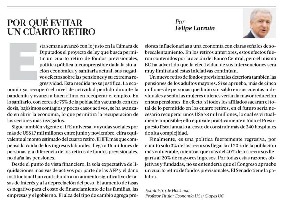 Por qué evitar un cuarto retiro