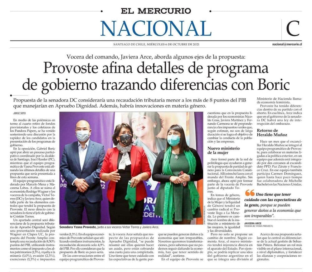 Provoste afina detalles de programa de gobierno trazando diferencias con Boric