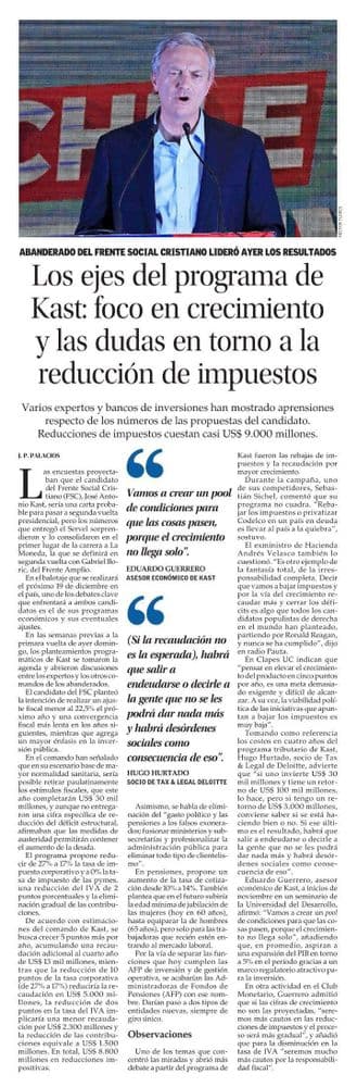 Los ejes del programa de Kast: foco en crecimiento y las dudas en torno a la reducción de impuestos
