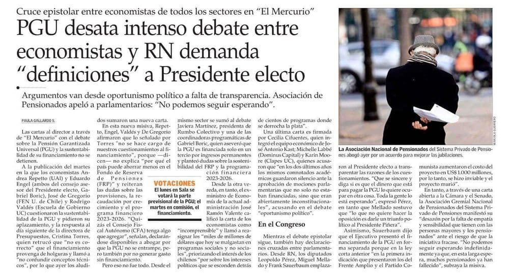 PGU desata intenso debate entre economistas y RN demanda “definiciones” a Presidente electo