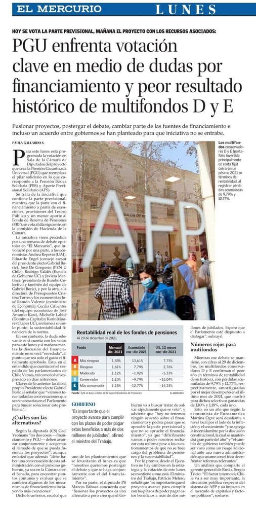 PGU enfrenta votación clave en medio de dudas por financiamiento y peor resultado histórico de multifondos D y E