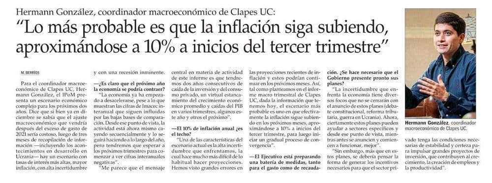 Lo más probable es que la inflación siga subiendo, aproximándose a 10% a inicios del tercer trimestre
