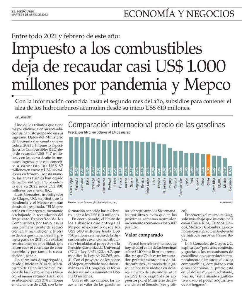 Impuesto a los combustibles deja de recaudar casi US$1.000 millones por pandemia y Mepco