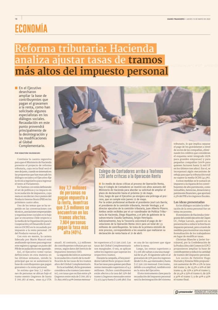 Reforma tributaria: Hacienda analiza ajustar tasas de tramos más altos del impuesto personal