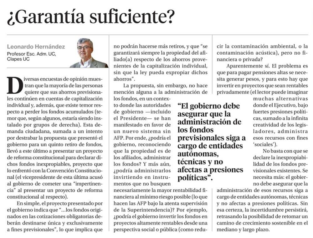 ¿Garantía suficiente?