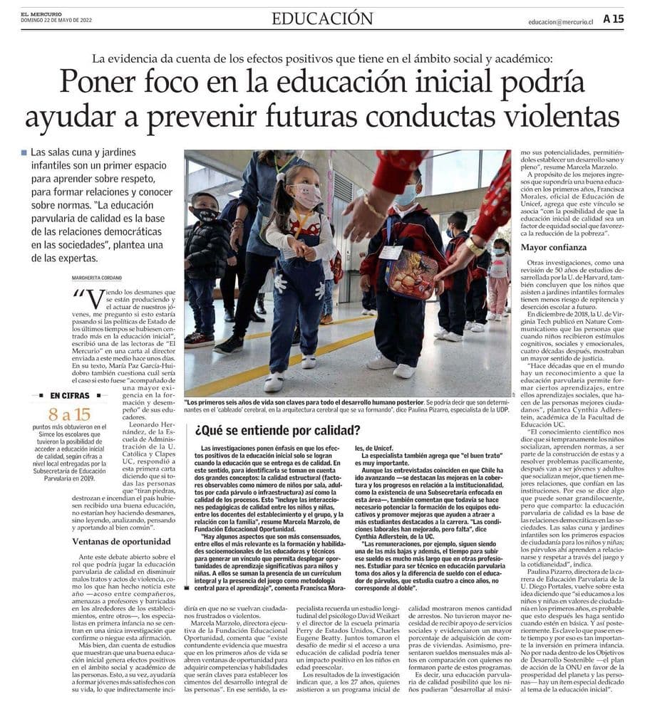 Poner foco en la educación inicial podría ayudar a prevenir futuras conductas violentas