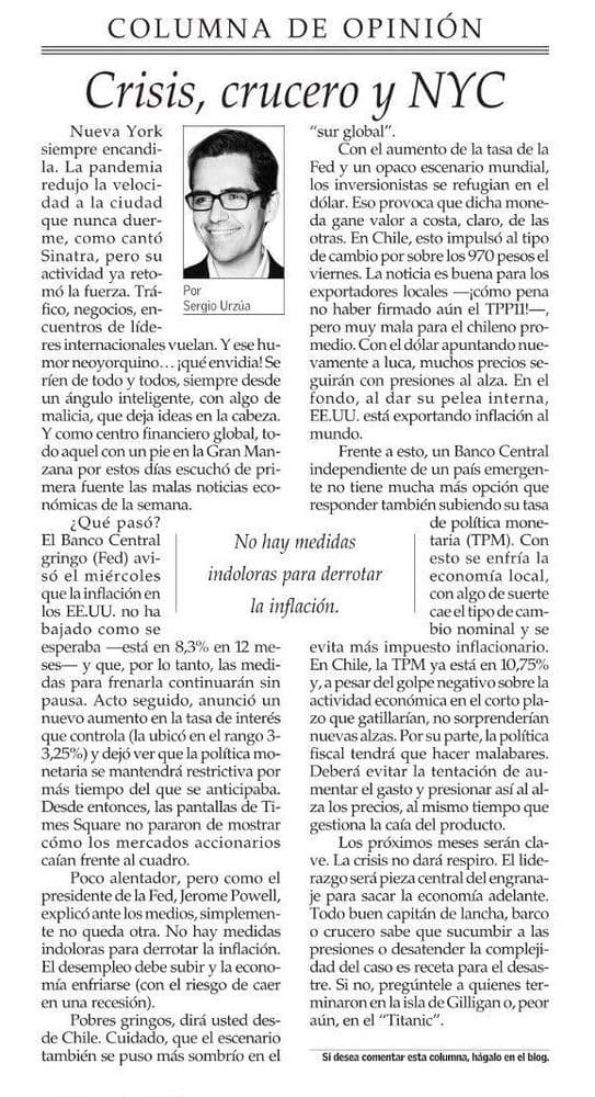 Crisis, crucero y NYC