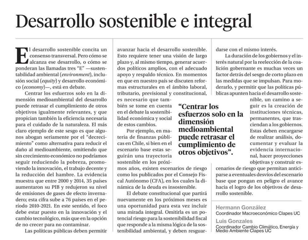 Desarrollo sostenible e integral