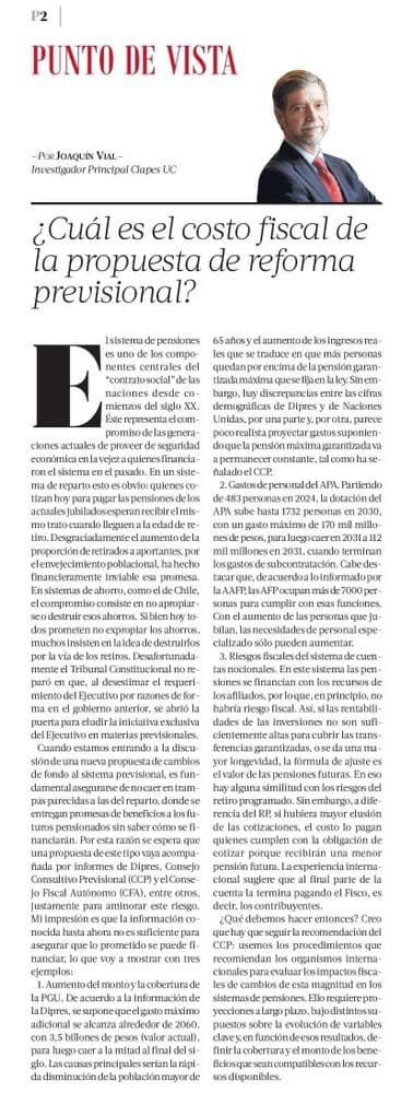 ¿Cuál es el costo fiscal de la propuesta de reforma previsional?