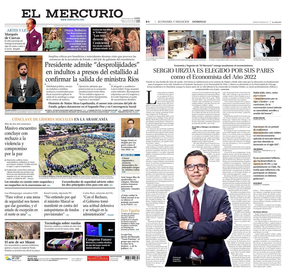 Sergio Urzúa es elegido por sus pares como el Economista del año 2022