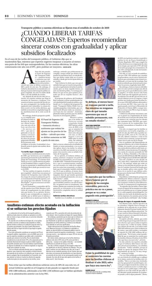 ¿CUÁNDO LIBERAR TARIFAS CONGELADAS?: Expertos recomiendan sincerar costos con gradualidad y aplicar subsidios focalizados