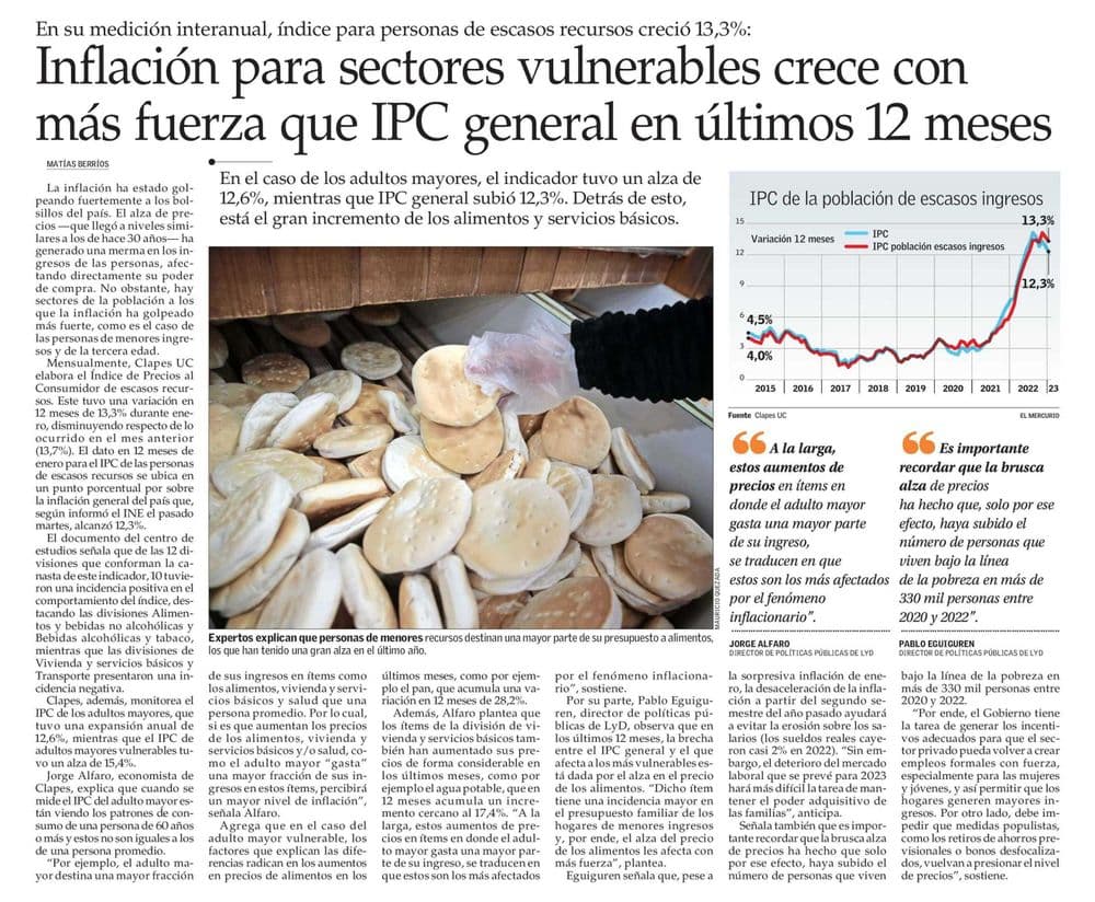 Inflación para sectores vulnerables crece con más fuerza que IPC general en últimos 12 meses