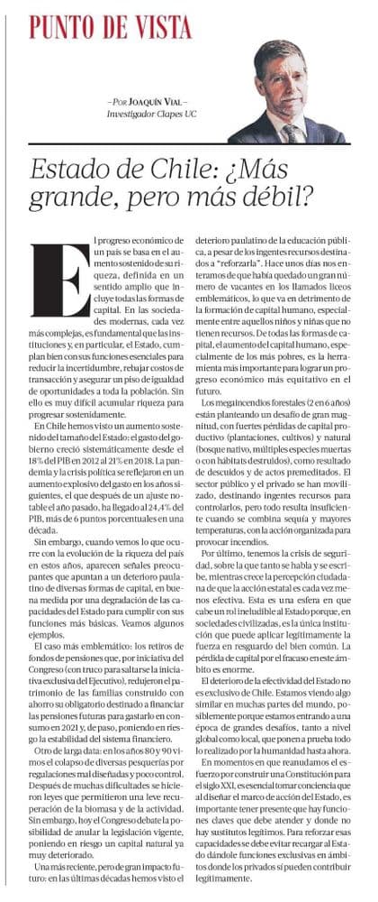 Estado de Chile: ¿Más grande, pero más débil?