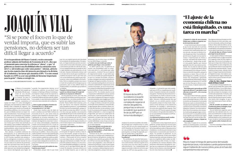 Entrevista en Pulso a Joaquín Vial, Investigador Clapes UC