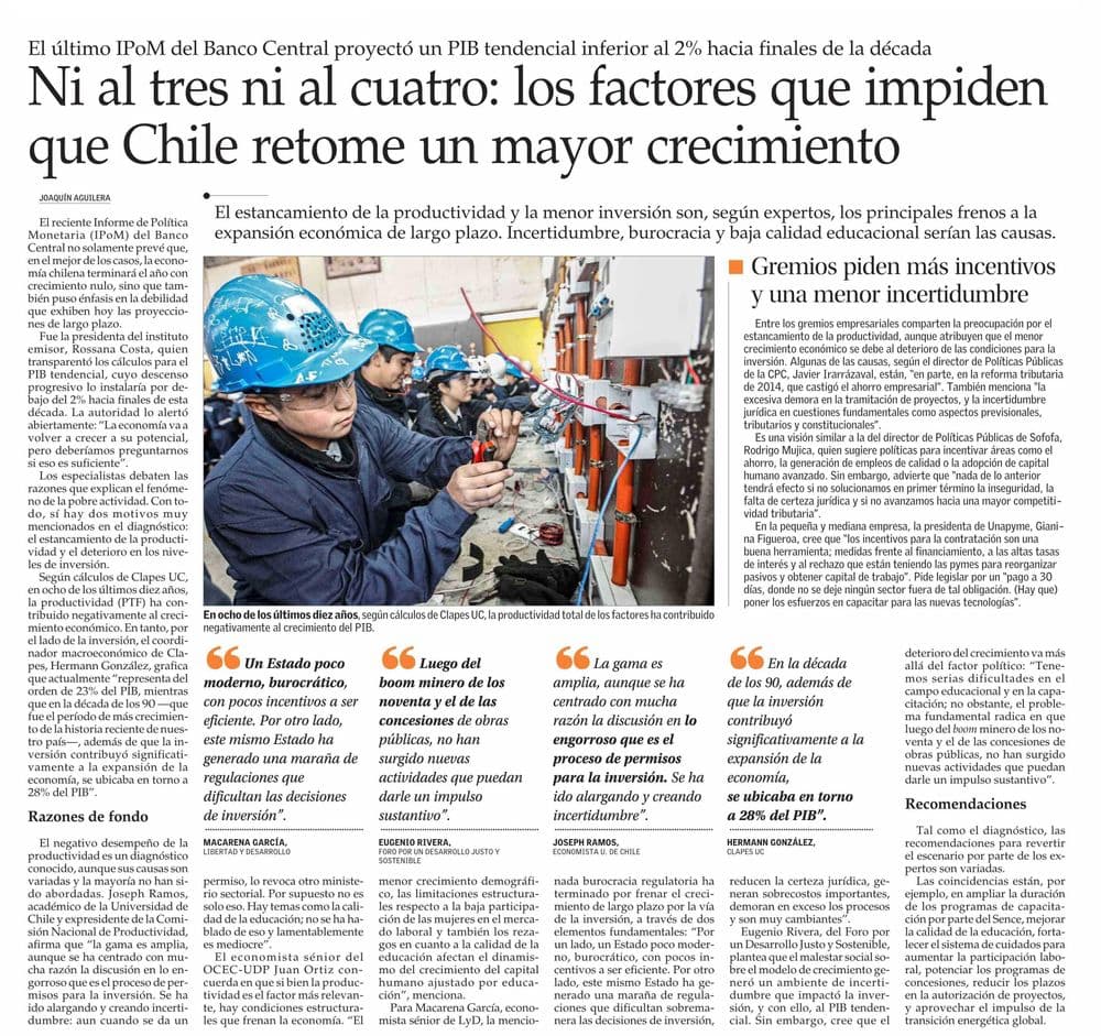 Ni al tres ni al cuatro: los factores que impiden que Chile retome un mayor crecimiento