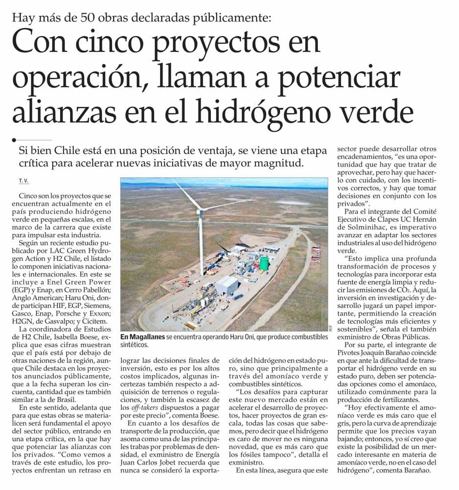 Con cinco proyectos en operación, llaman a potenciar alianzas en el hidrógeno verde