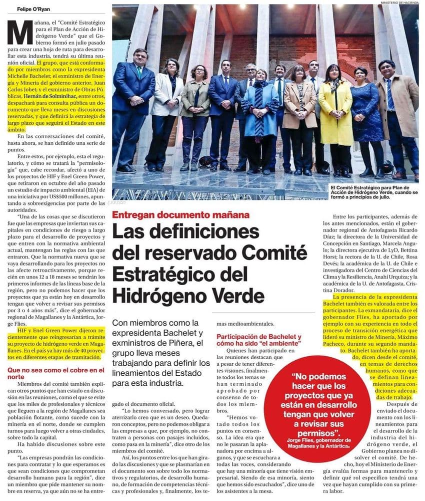 Las definiciones del reservado Comité Estratégico del Hidrógeno Verde
