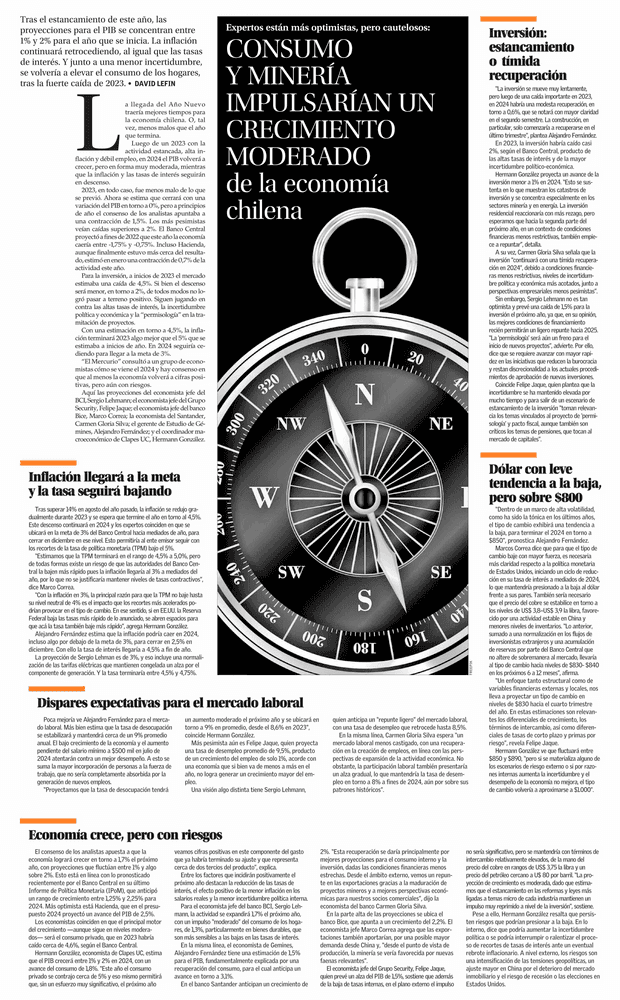 Consumo y minería impulsarían un crecimiento moderado de la economía Chilena