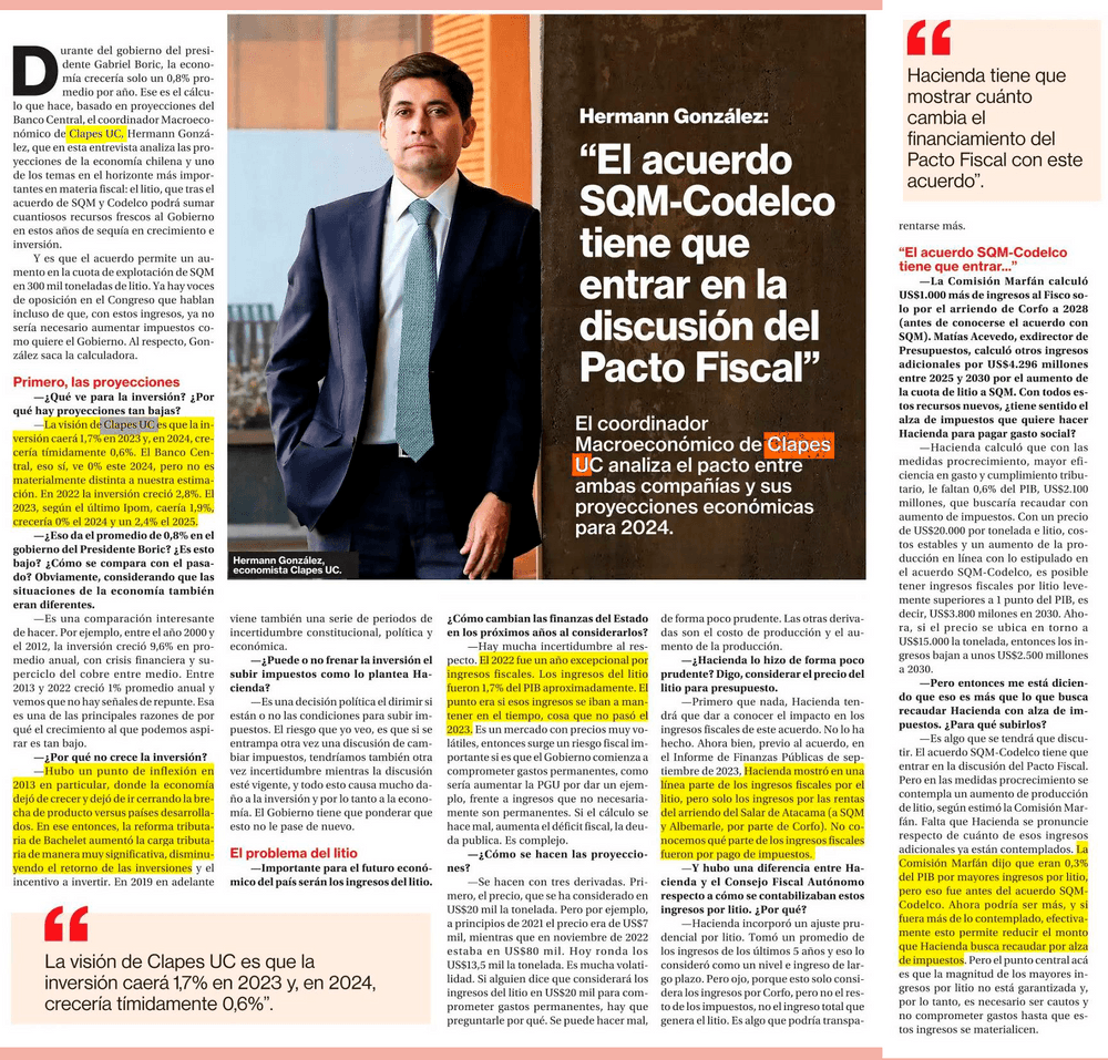 “El acuerdo SQM-Codelco tiene que entrar en la discusión del Pacto Fiscal”