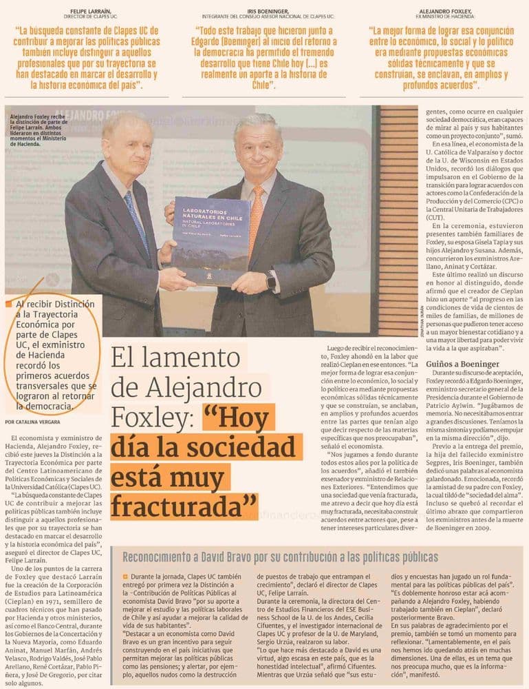 El lamento de Alejandro Foxley: "Hoy día la sociedad está muy fracturada"