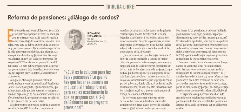 Reforma de pensiones: ¿diálogo de sordos?