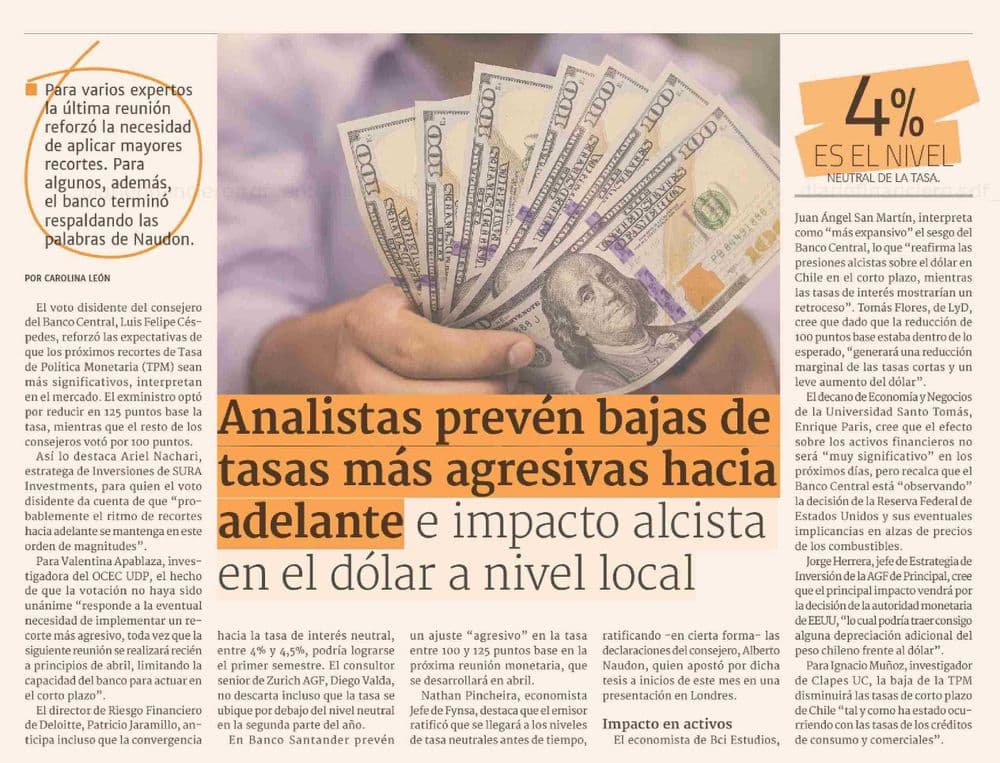 Analistas prevén bajas de tasas más agresivas hacia adelante e impacto alcista en el dólar a nivel local