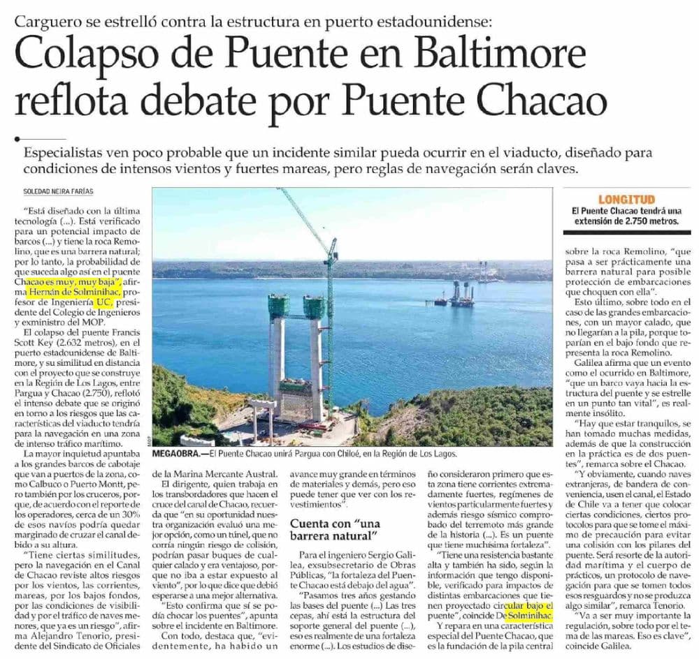 Colapso de Puente en Baltimore reflota debate por Puente Chacao
