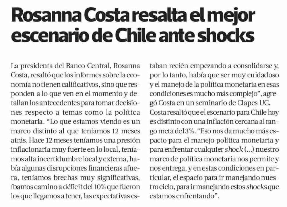 Presidenta del Banco Central resalta el mejor escenario que tiene Chile en caso de que algún impacto afecte a la economía local