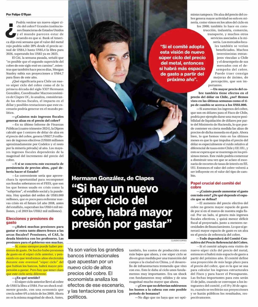 Si hay un nuevo súper ciclo del cobre, habrá mayor presión por gastar