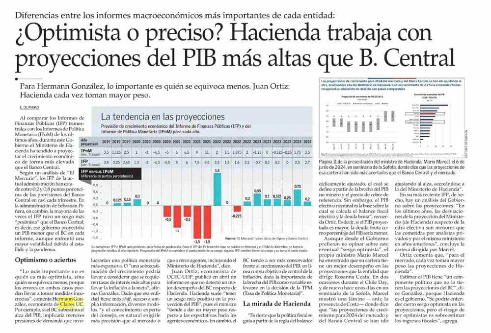 ¿Optimista o preciso? Hacienda trabaja con proyecciones del PIB más altas que B. Central