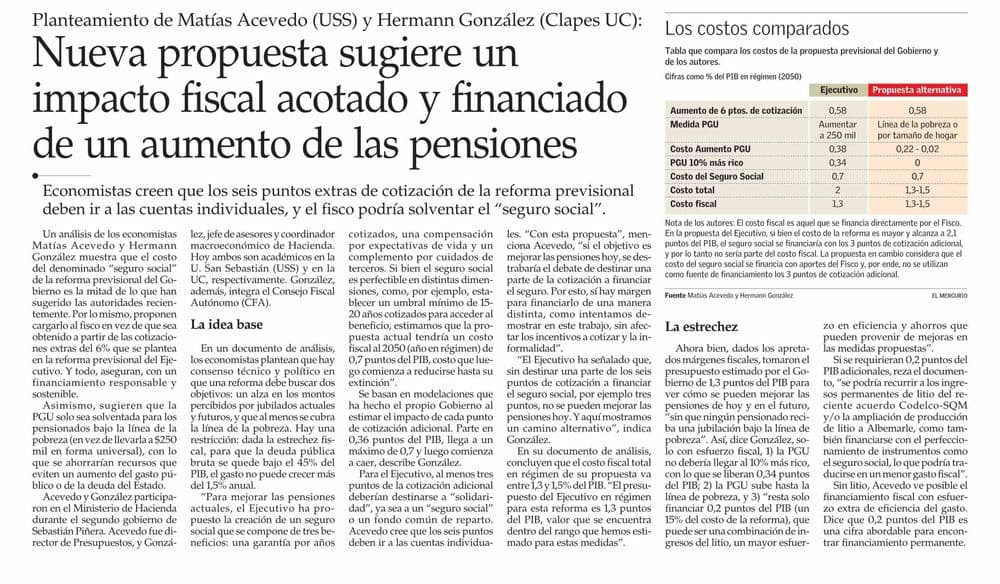 Nueva propuesta sugiere un impacto fiscal acotado y financiado de un aumento de las pensiones