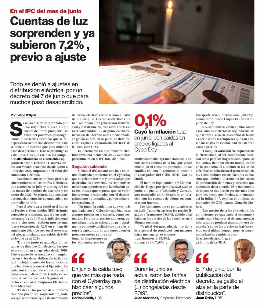 Cuentas de luz sorprenden y ya subieron 7,2% , previo a ajuste