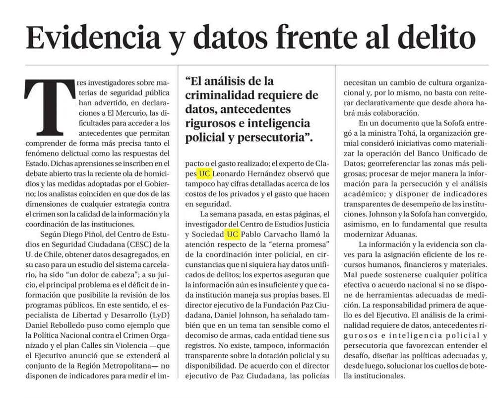 Evidencia y datos frente al delito