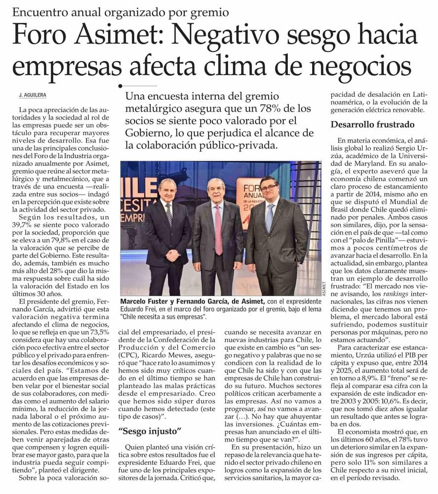 Foro Asimet: Negativo sesgo hacia empresas afecta clima de negocios