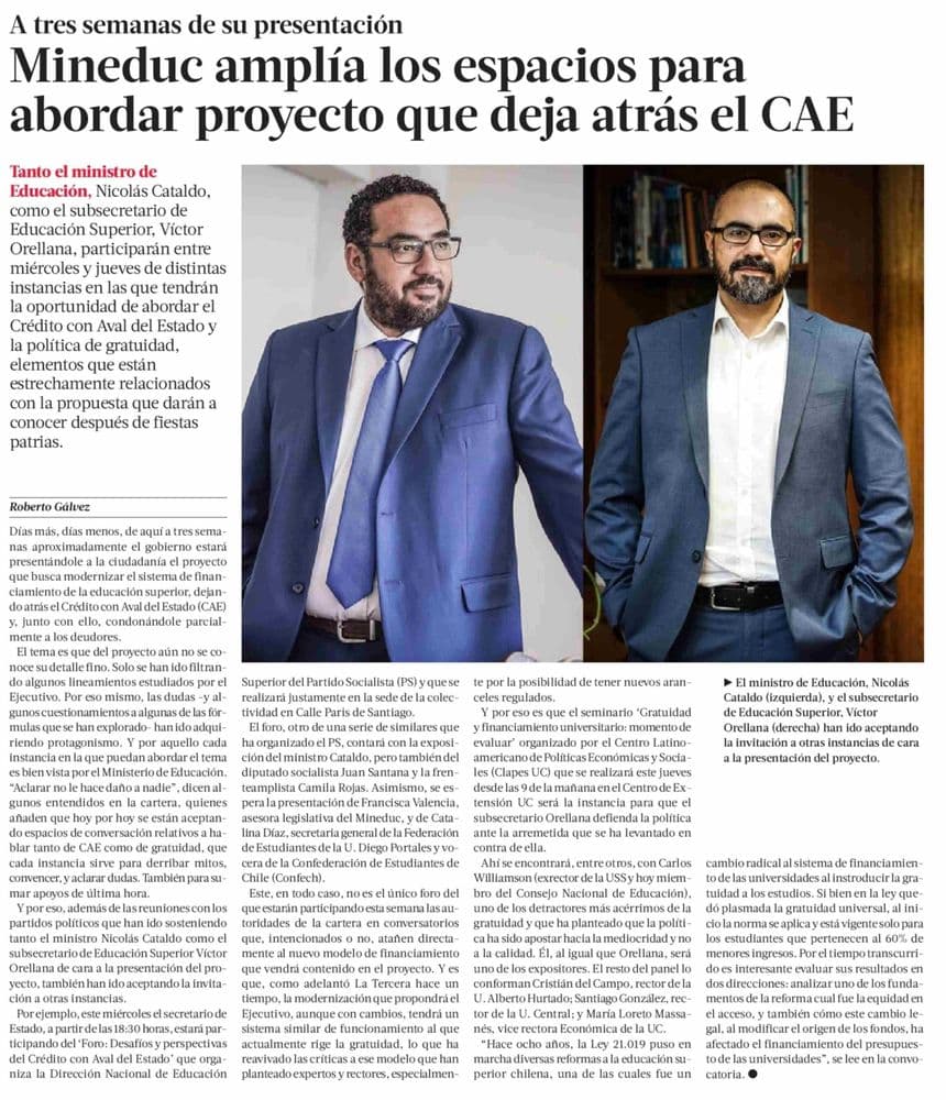 Mineduc amplía los espacios para abordar proyecto que deja atrás el CAE