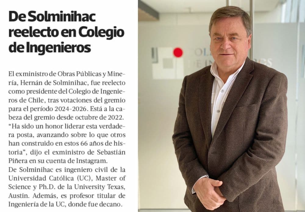 De Solminihac reelecto en Colegio de Ingenieros