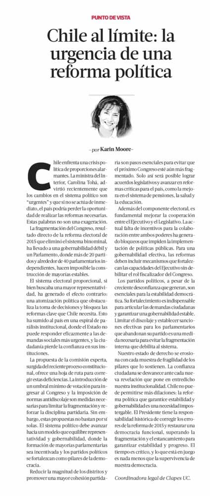 Chile al límite: la urgencia de una reforma política reforma política
