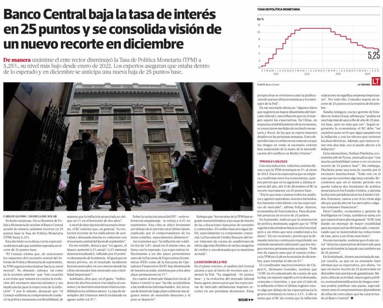 Clapes UC | Banco Central baja la tasa de interés en 25 puntos y se ...