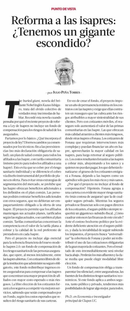 Reforma a las isapres: ¿Tenemos un gigante escondido?