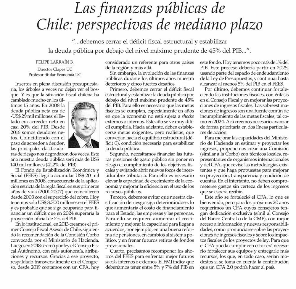 Las finanzas públicas de Chile: perspectivas de mediano plazo