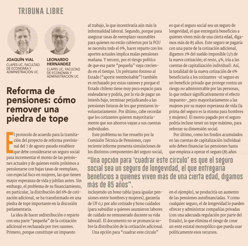 Reforma de pensiones: cómo remover una piedra de tope