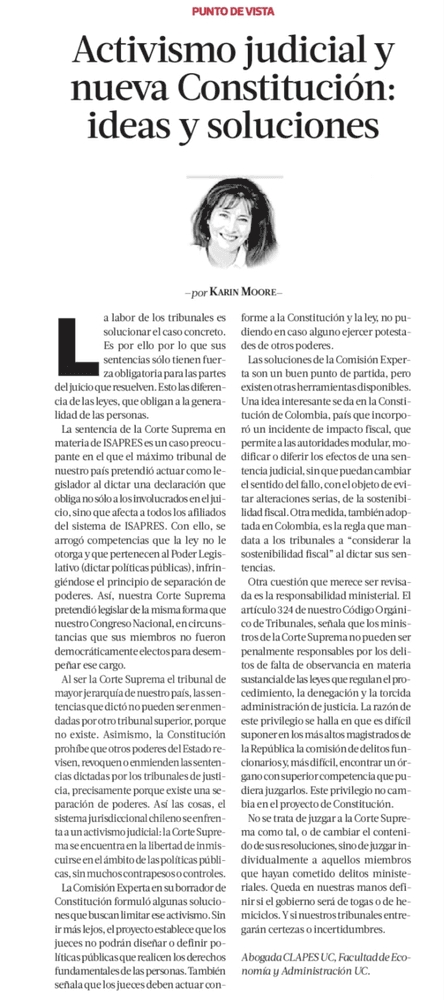 Activismo judicial y nueva Constitución: ideas y soluciones
