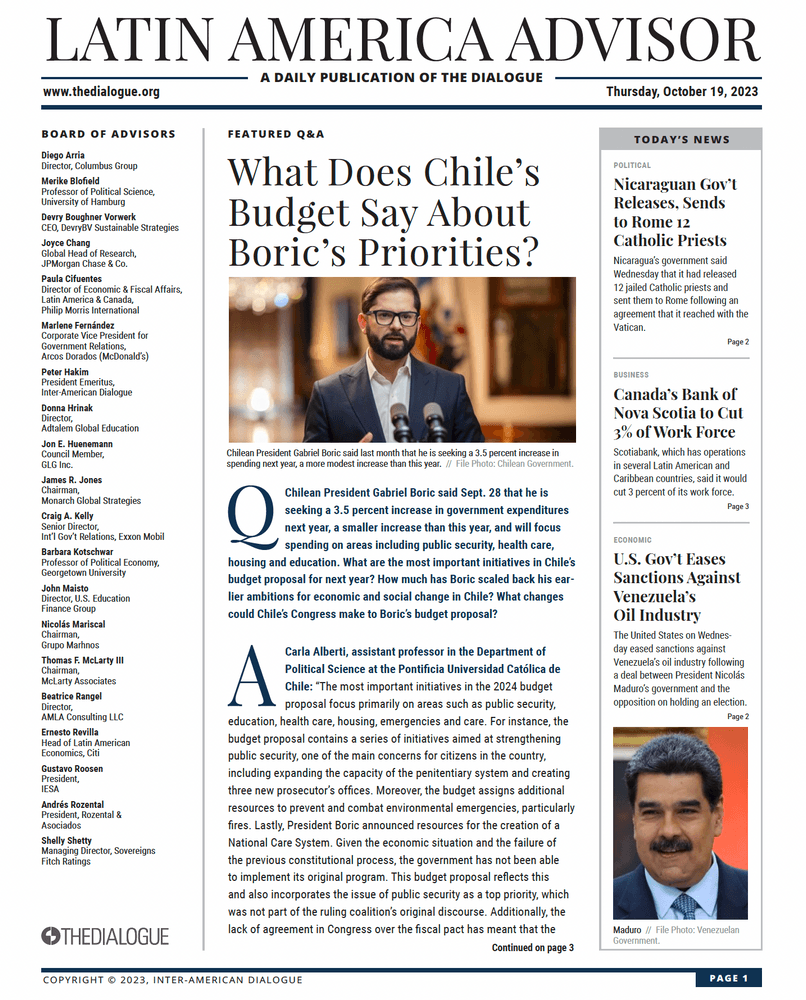 What Does Chile’s Budget Say About Boric’s Priorities?