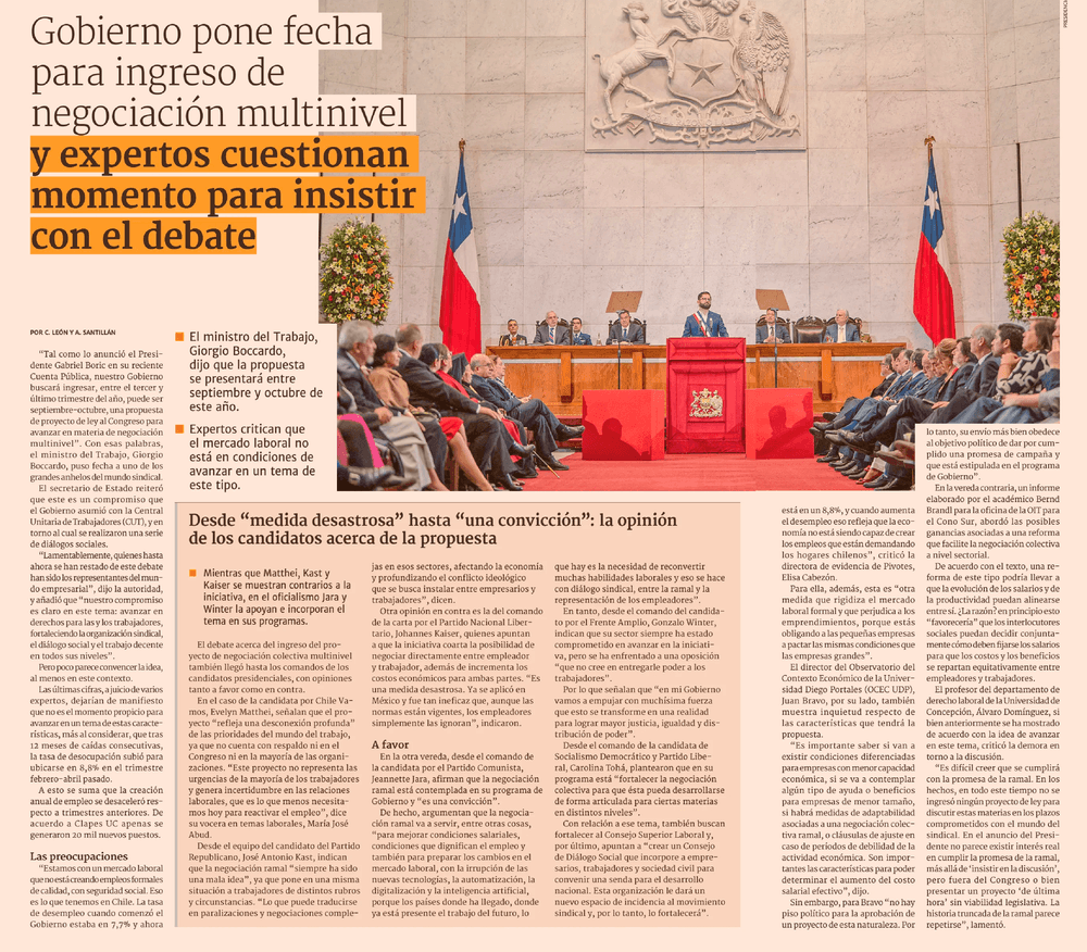 Gobierno pone fecha para ingreso de negociación multinivel y expertos cuestionan momento para insistir con el debate